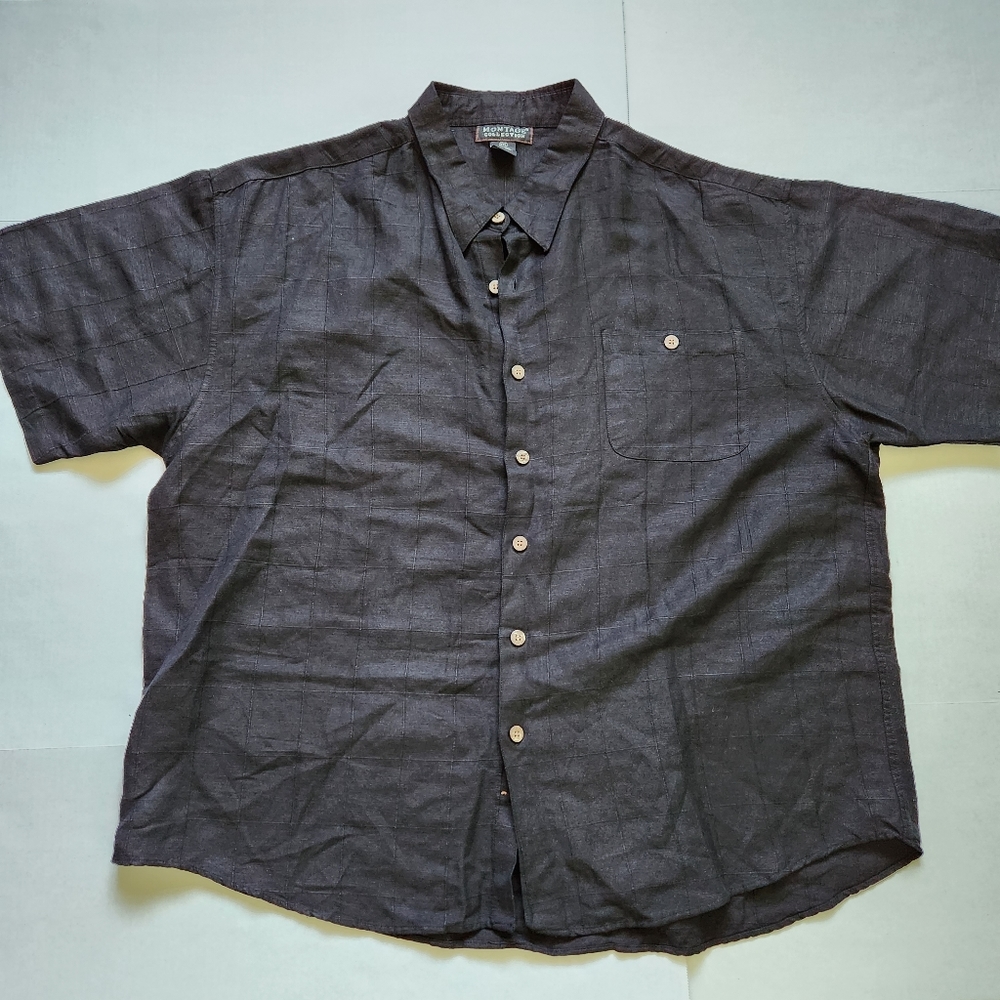 Men’s Linen Brend Black Shirt Montage Collection Sz 3XL